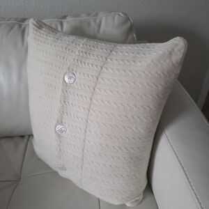 Cashmere and Wool Cream Buttoned Throw Pillow Cover